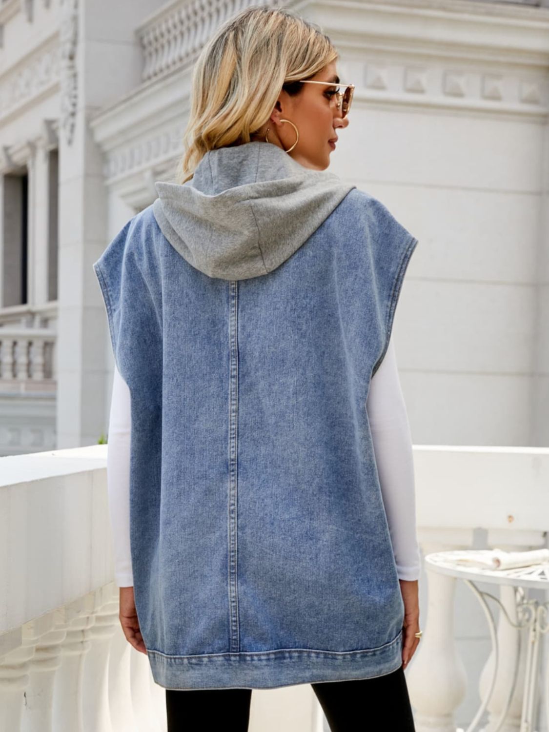 Arizona Hooded Sleeveless Denim Top with Pockets