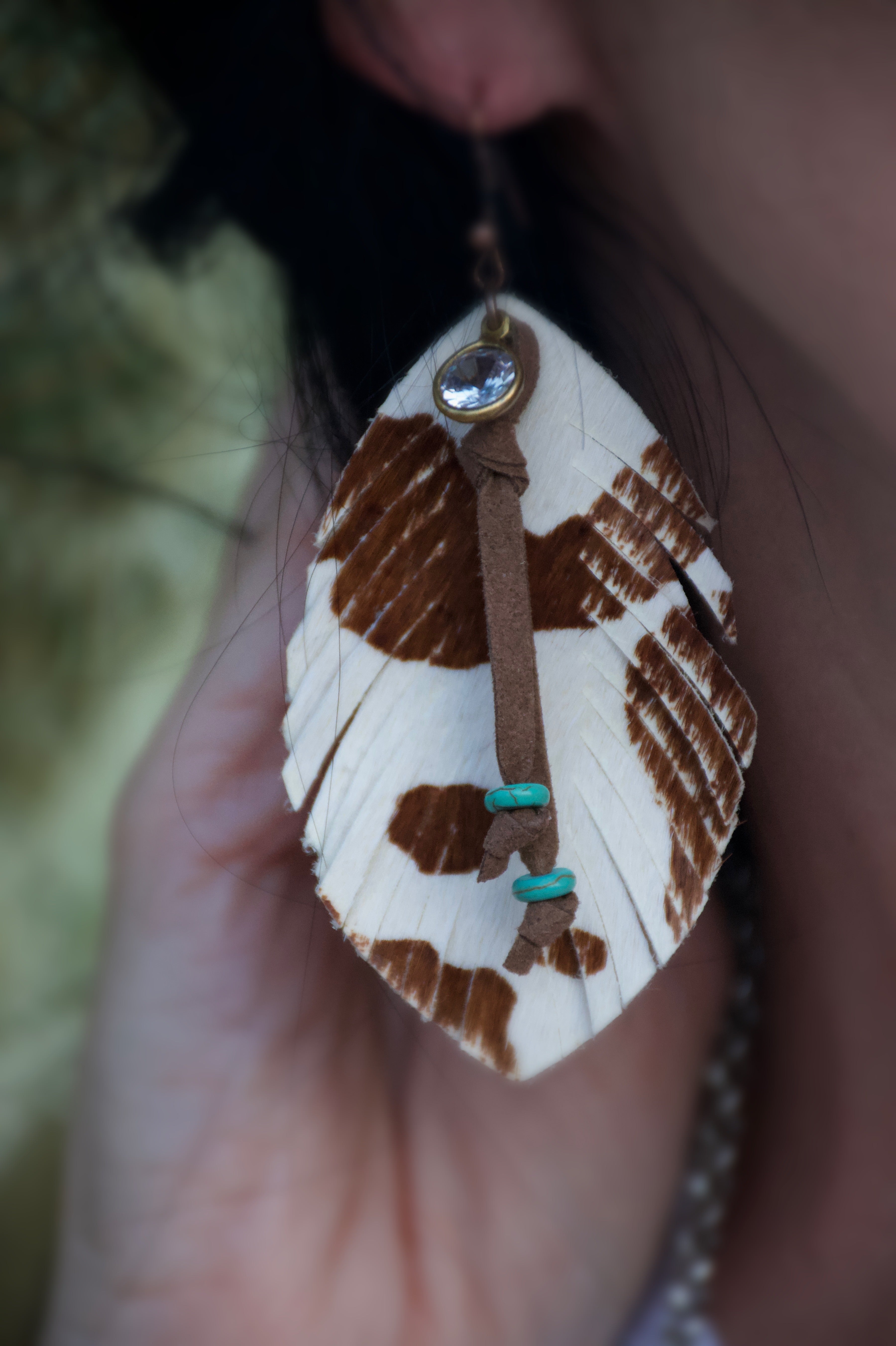Cowhide Teardrop Earrings