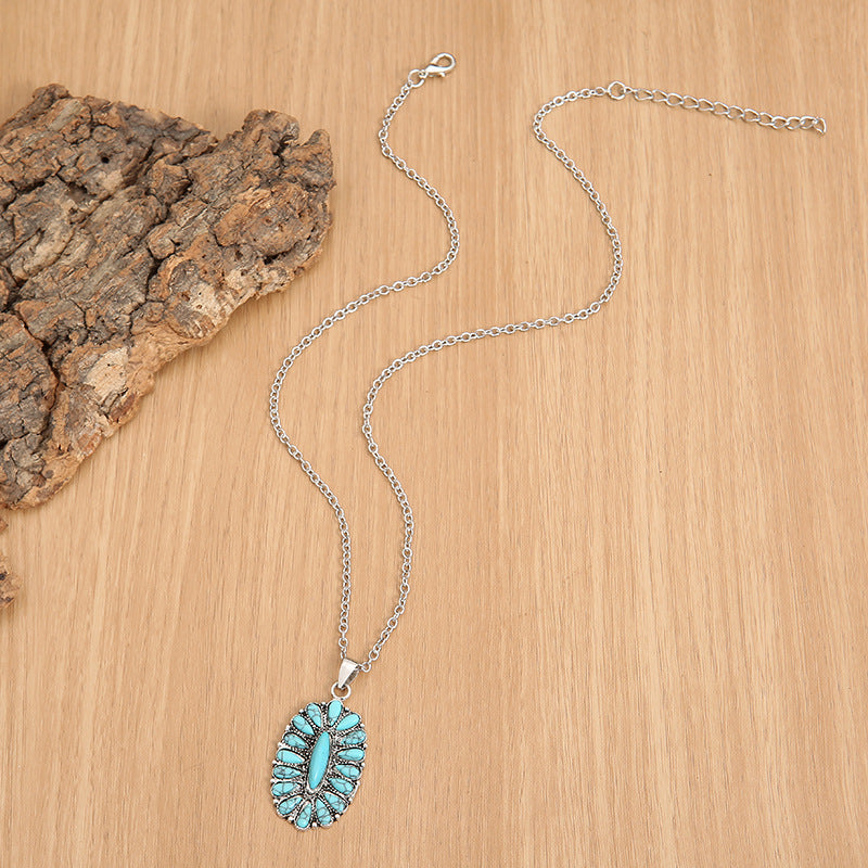 Turquoise Pendant Alloy Necklace