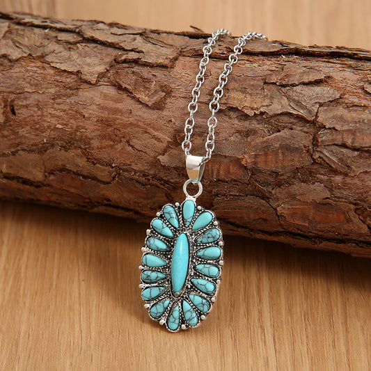Turquoise Pendant Alloy Necklace