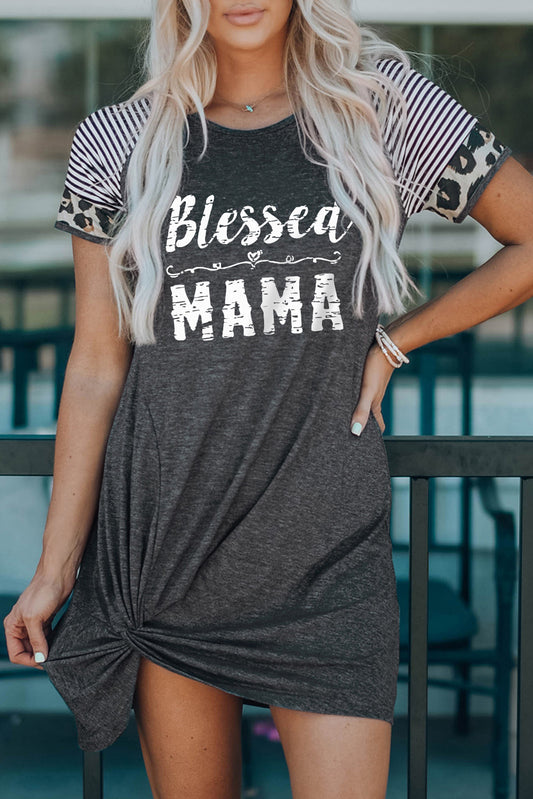 BLESSED MAMA Graphic Twisted Dress